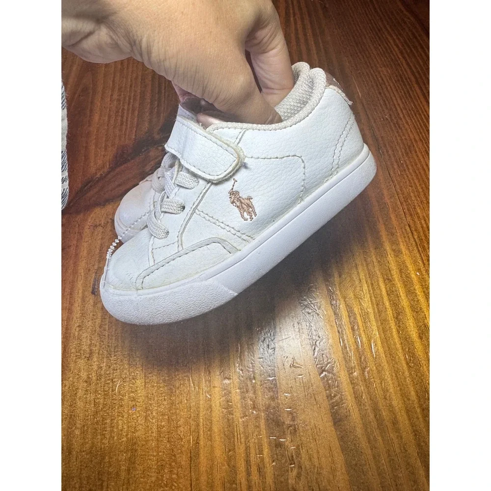 Polo Ralph Lauren Theron IV PS White Rose Gold Toddler Girls Sneakers Size 6